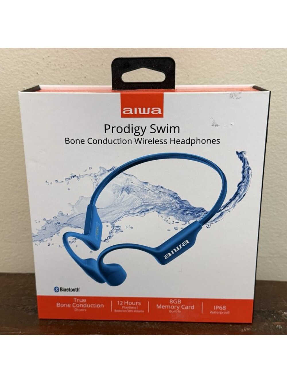 Aiwa Prodigy Swim Bone Conduction Wireless Headphones Bluetooth IP68 8GB Blue